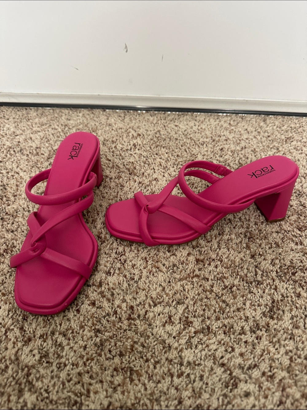 Pink Strappy Block Heel Sandals for Women